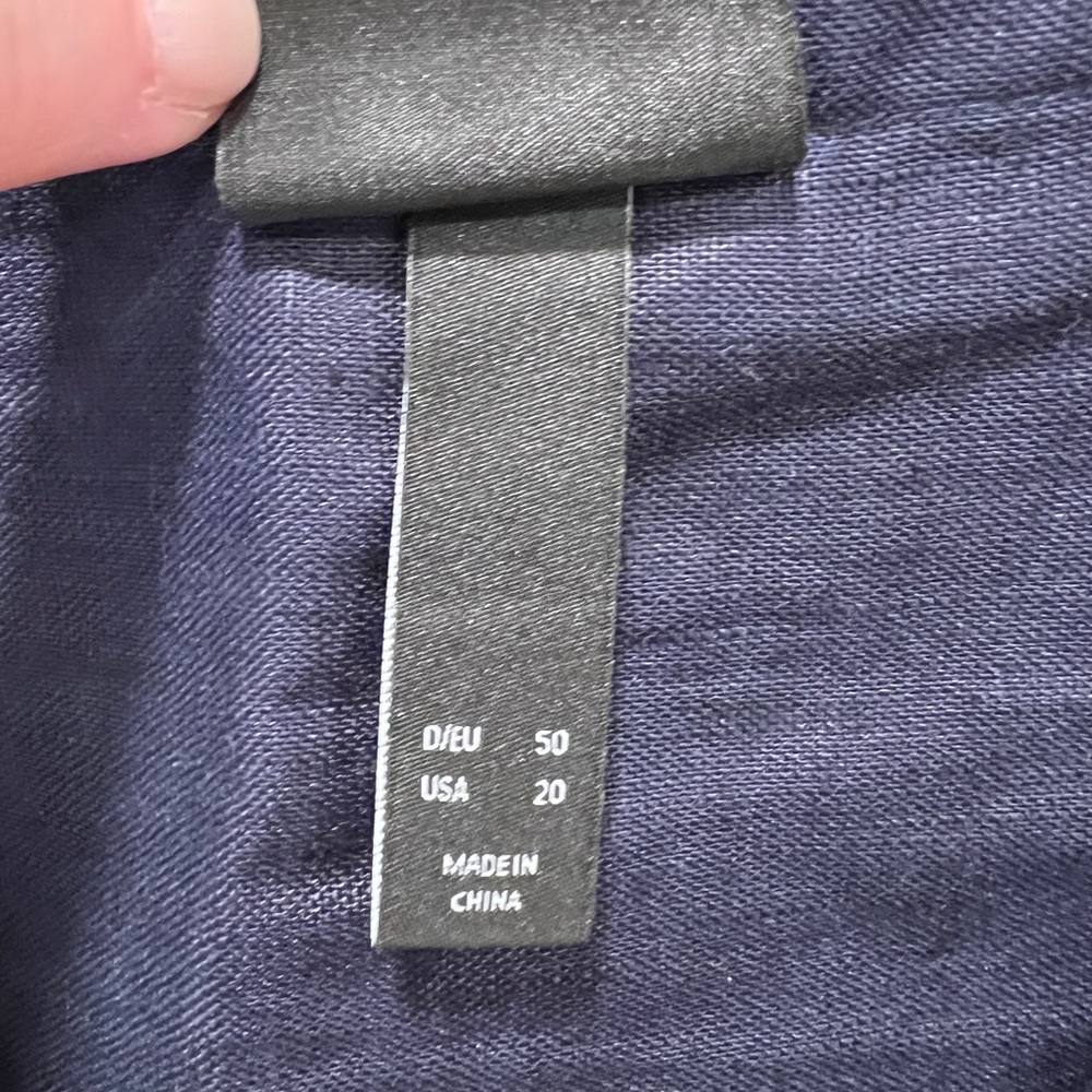 ULLA POPKEN DAMASK DETAIL SPLIT NECK SHORT SLEEVE DRESS, DARK MARINE, SIZE 20. - Picture 11 of 13